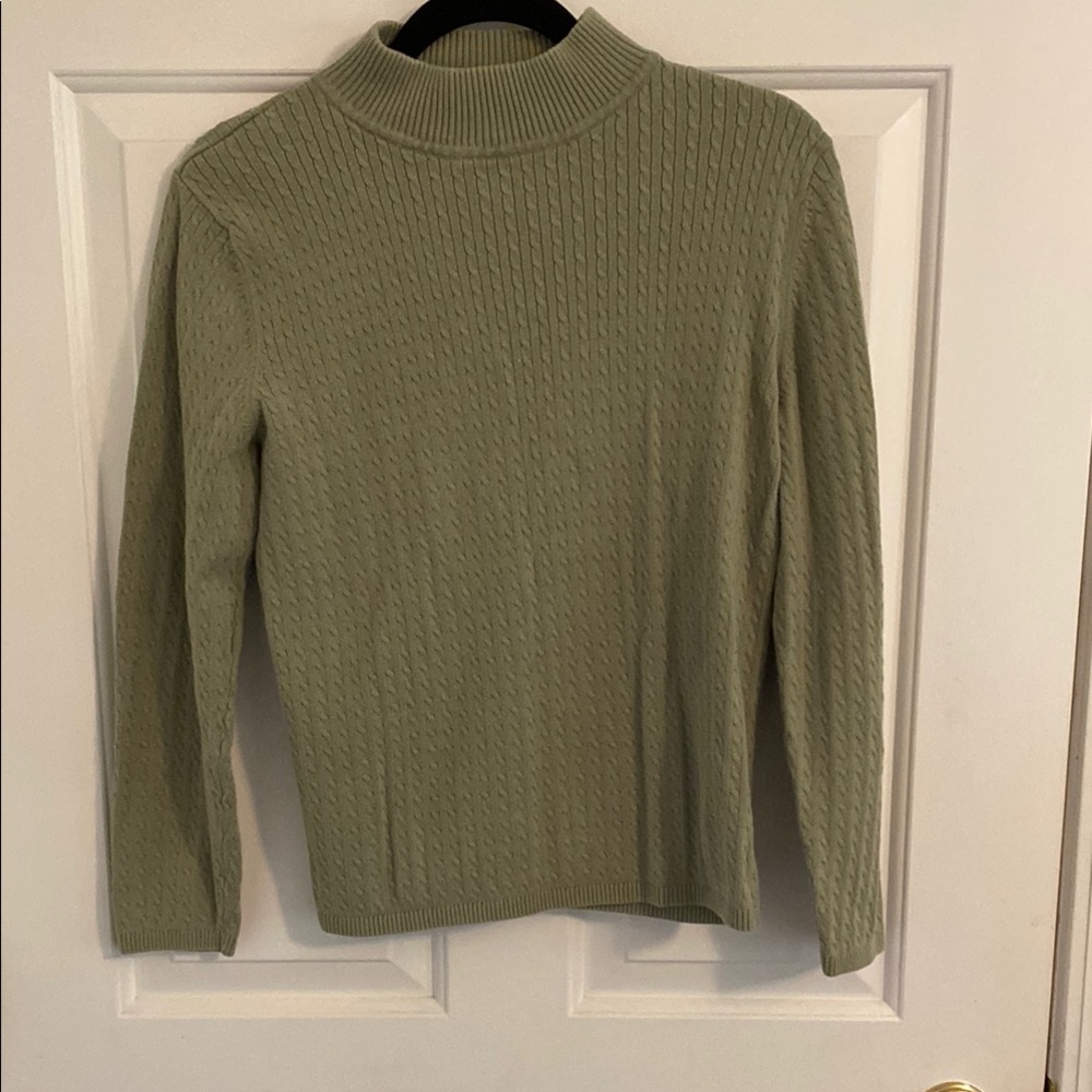 Rebecca Malone olive green Sweater with Vertical Ribbing